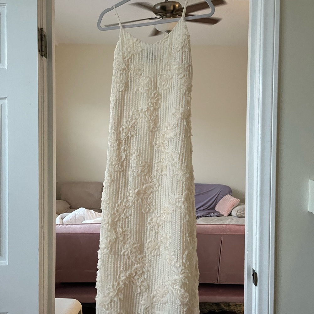 Elegant Cream Floral Dress